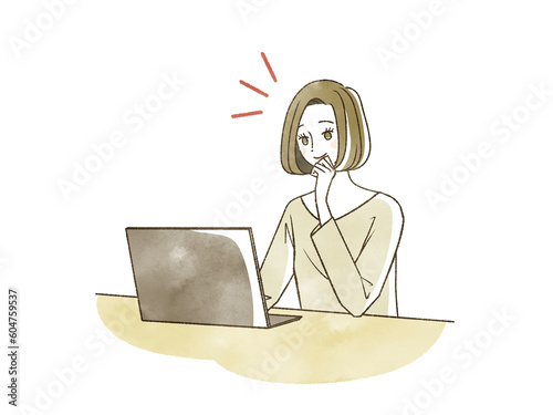 ノートパソコンを使っている女性