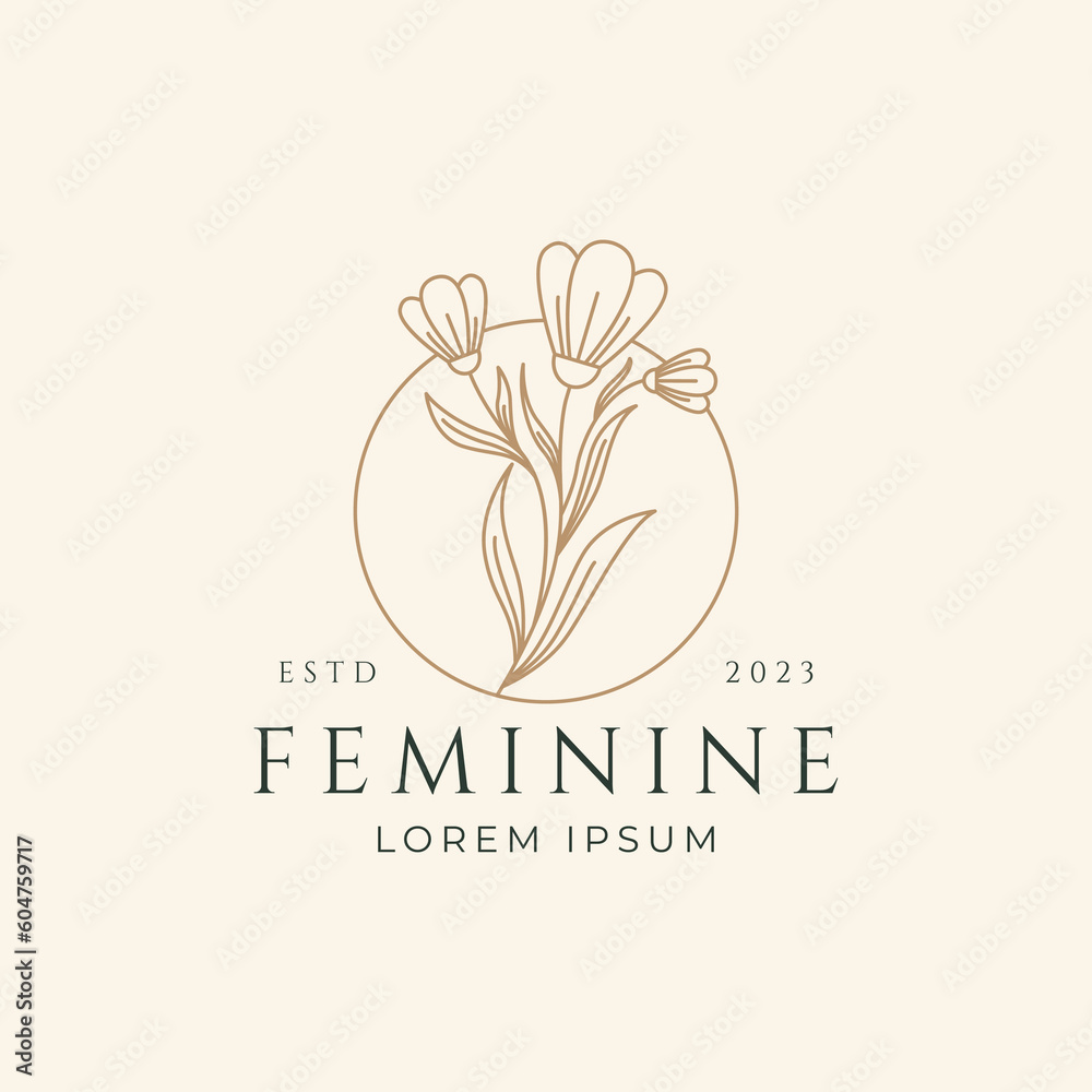floral logo in feminine style for beauty jewelry salon and spa florist minimalist vector design floral logo in feminine style for beauty jewelry salon and spa florist minimalist vector design