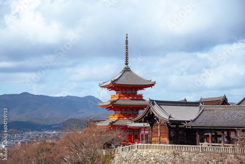The most beautiful viewpoint of Kiyomizu-dera Temple is a popular tourist destination in Kyoto  Japan.