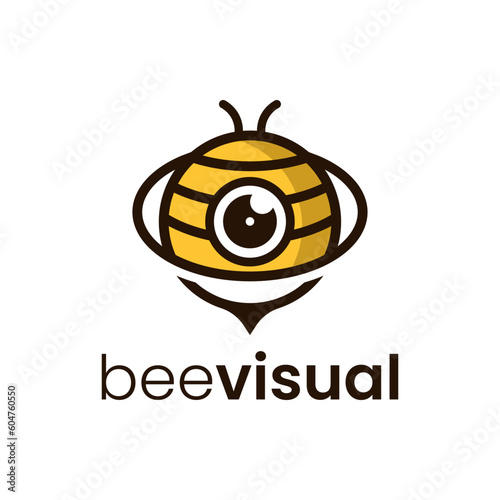 Modern logo combination of bees and 360 cameras. Very suitable for CCTV camera shops
