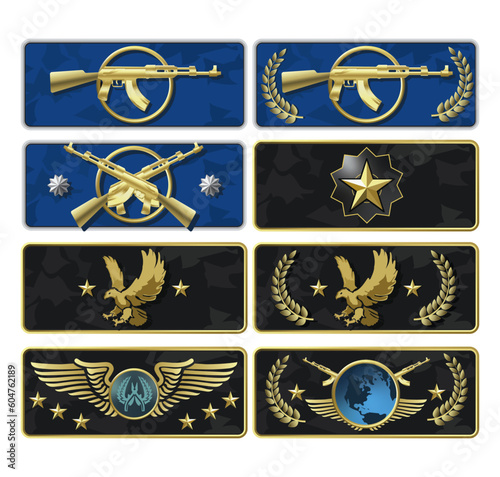 Patent game, rank, counter strike, ak, sheriff, supreme, global, csgo, vector