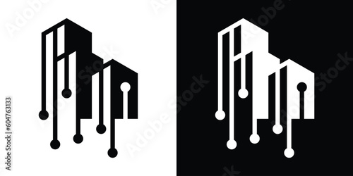 logo design building technology style icon vector illustration