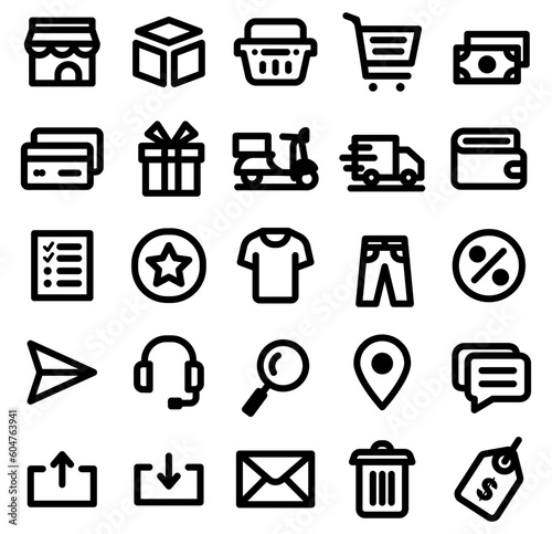 25 set of icons in trendy line style, Business, ecommerce, finance, accounting. Editable Vector. Vector illustration