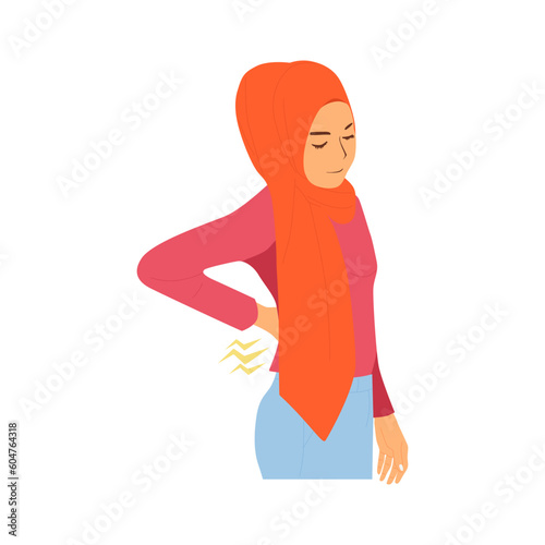 illustration of woman with low back pain expression pose