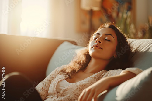 woman relaxing on sofa photo