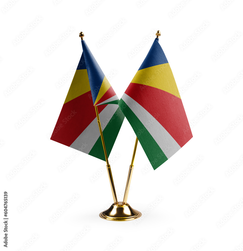 Small national flags of the Seychelles on a white background Small national flags of the Seychelles on a white background