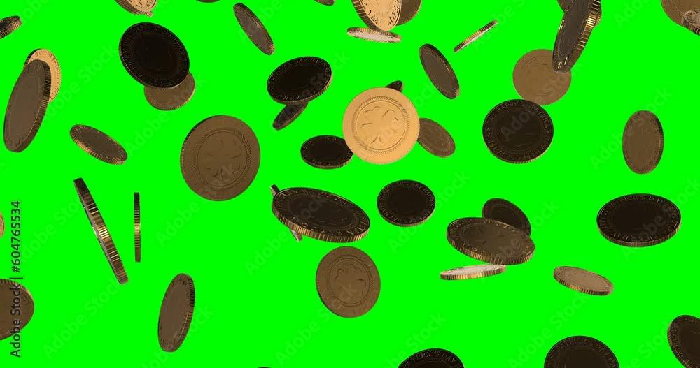 St Patrick Golden Coins falling slow motion St Patrick Golden Coins falling slow motion