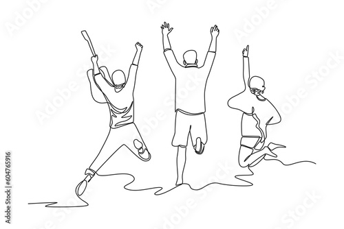 Single one line drawing friendship day concept. Continuous line draw design graphic vector illustration.