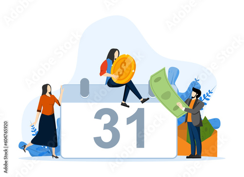 Payroll Concept, Showing a group of people celebrating payroll day, payment towards employees, Suitable for landing page, UI, web, app intro card, editorial, flyer and banner, Flat Vector Illustration