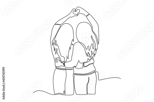 Single one line drawing friendship day concept. Continuous line draw design graphic vector illustration.