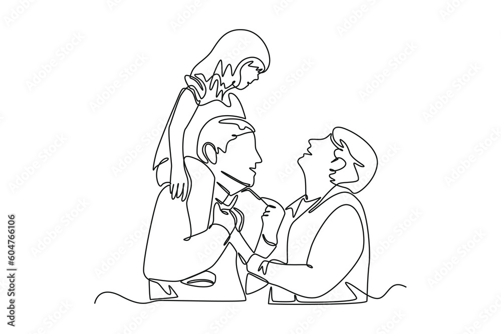 Continuous one line drawing grandparent with children and grandchildren. Grandparents day concept. Single line draw design vector graphic illustration. Continuous one line drawing grandparent with children and grandchildren. Grandparents day concept. Single line draw design vector graphic illustration.