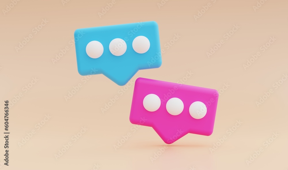 3d speech bubble symbol for social media icon chat. 3d rendering.