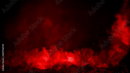 Side red smoke or clouds content frame, isolated - abstract 3D illustration