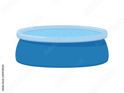 Inflatable rubber pool for the yard flat vector illustration isolated on white.