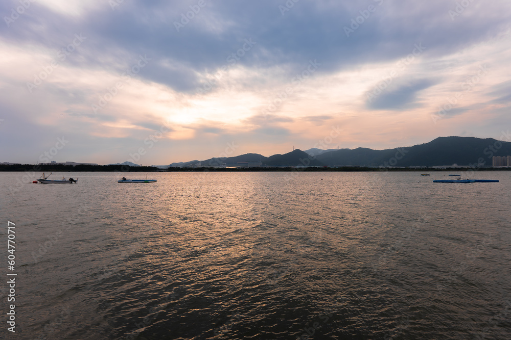 sunset over the lake