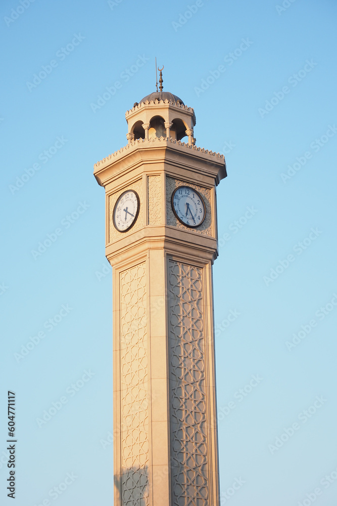 clock tower against blue sky ,