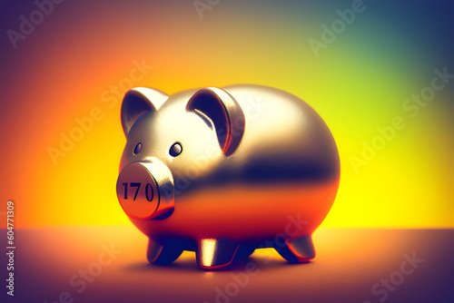 Piggy bank isolated on gradient background. Generative AI 