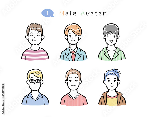 男性 イラスト アバター セット 素材 01