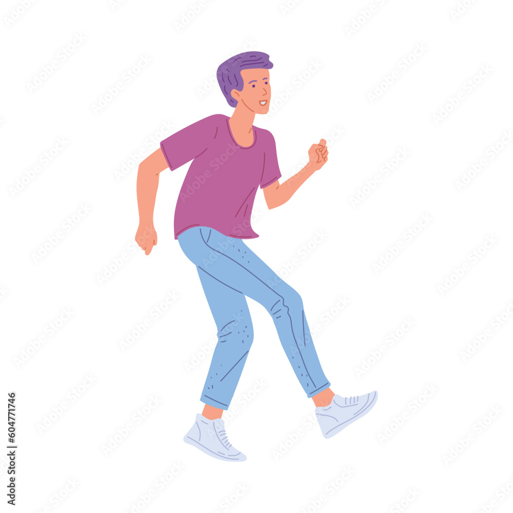 Happy man dancing, flat vector illustration isolated on white background. Happy man dancing, flat vector illustration isolated on white background.