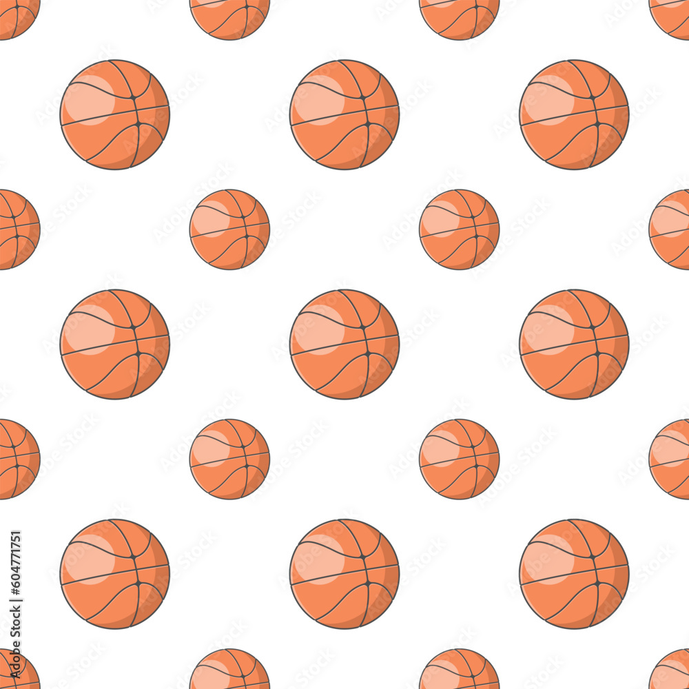 Basketball seamless pattern with detail in white background for creative or print
