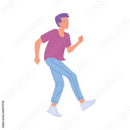 Happy man dancing, flat vector illustration isolated on white background. © sabelskaya