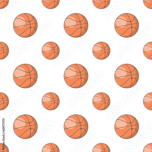 Basketball seamless pattern with detail in white background for creative or print © Teddy