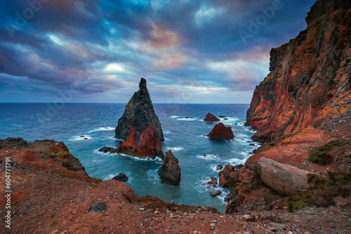 Miradouro de Sao Lourenco, rocks and cliffs in Madeira island. Unique travel experiance photo