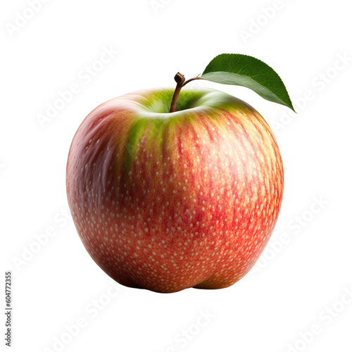 A whole apple is isolated on transparent background. ripe fresh apple clipping path. Created with Generative AI Technology