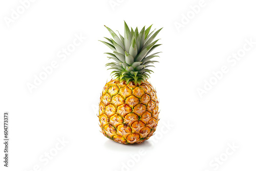 Fresh ripe pineapple isolated on white background. Created with Generative AI Technology