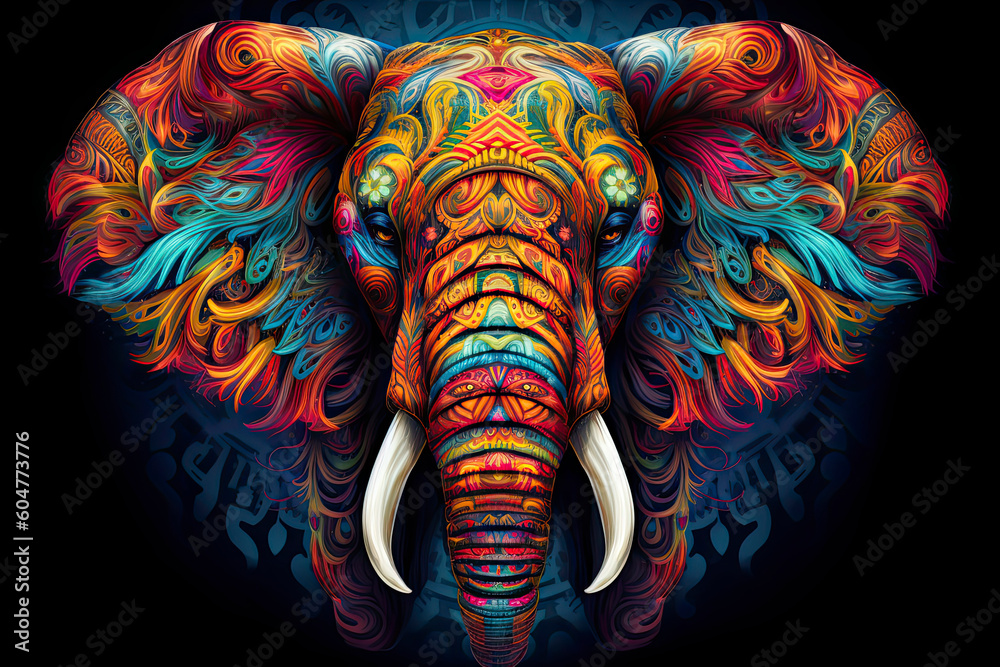 売れ筋商品 Print Art & Photo colorful elephant as forming art mandala アート・デザイン・音楽