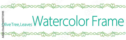 オリーブの実と葉を使ったデザインのテンプレート。水彩風、ベクター素材。