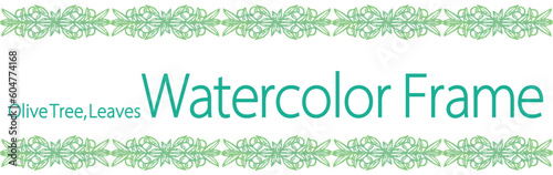 オリーブの実と葉を使ったデザインのテンプレート。水彩風、ベクター素材。