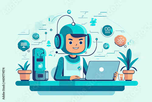 Wallpaper Mural Customer interacting with a customer service chatbot on a business website.AI Generative Torontodigital.ca