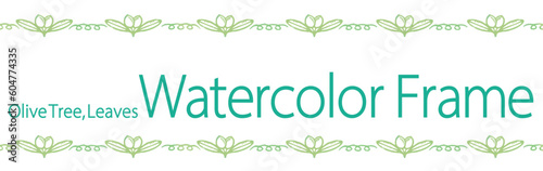 オリーブの実と葉を使ったデザインのテンプレート。水彩風、ベクター素材。