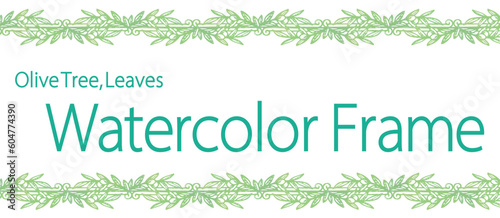 オリーブの実と葉を使ったデザインのテンプレート。水彩風、ベクター素材。