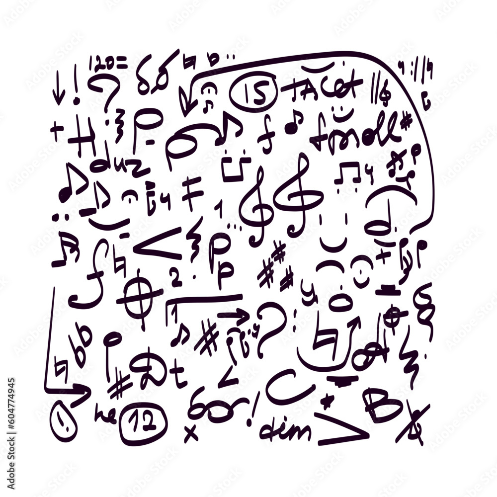Obraz premium doodle music notes vector illustration set