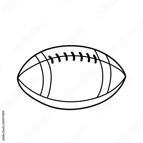 Rugby Ball Outline Icon. Doodle line sketch. Sports element photo