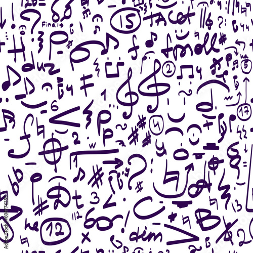seamless pattern with music doodle notes