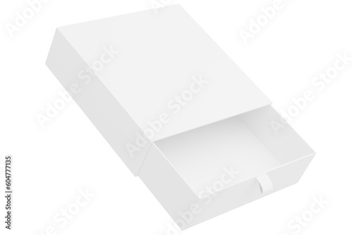 Rectangular white gift box pattern looks beautiful and clean isolated on white background, Suitable for presentations, advertisements , Box mockup,3D rendering.