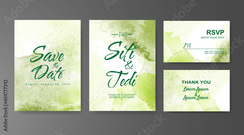 Wedding invitation with abstract watercolor background