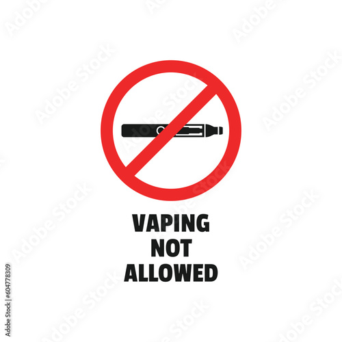 No vaping allowed sign or sticker design vector illustration isolated on white.
