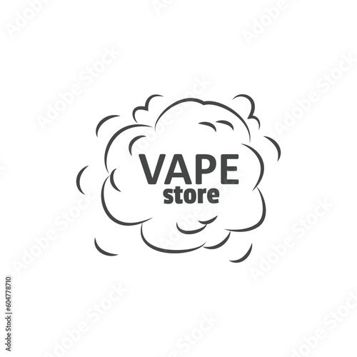 Vape store for vapors and e-cig sale banner or emblem, doodle vector isolated.