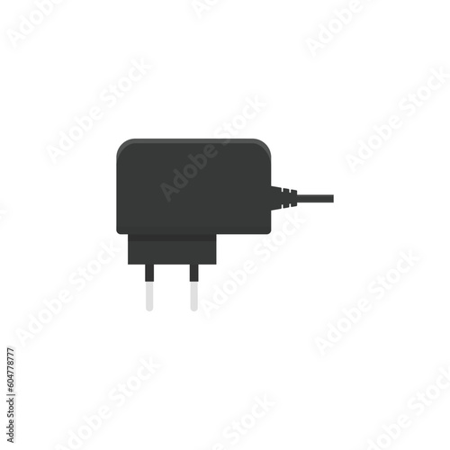 Power plug with two prongs and wire, flat vector illustration isolated on white background.