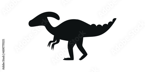 Flat vector silhouette illustration of parasaurolophus dinosaur