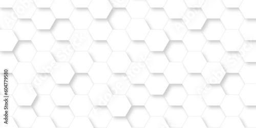 Fototapeta Naklejka Na Ścianę i Meble -  	
3d background with hexagons backdop backgruond. Abstract background with hexagons. Hexagonal background with white hexagons backdrop wallpaper with copy space for text.