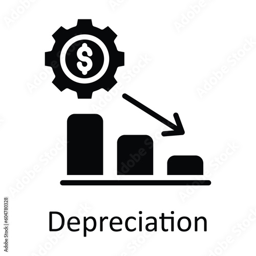 Depreciation  vector Solid Icon Design illustration. Taxes Symbol on White background EPS 10 File