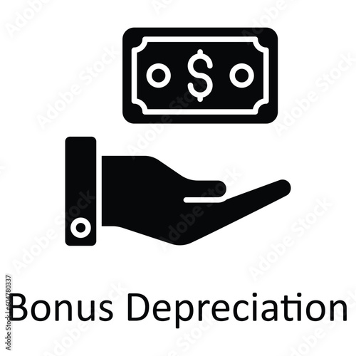 Bonus Depreciation vector  Solid Icon Design illustration. Taxes Symbol on White background EPS 10 File
