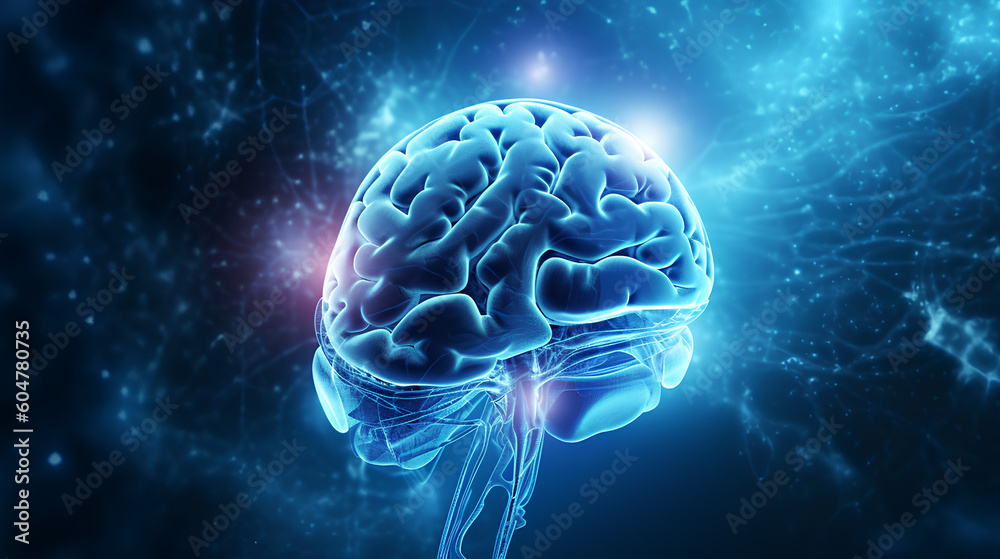 Human brain with multiple rays for medical mental health care background.Generative Ai Human brain with multiple rays for medical mental health care background.Generative Ai