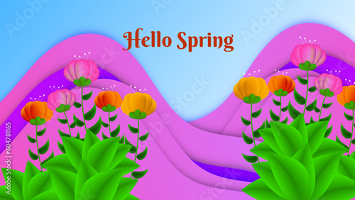 Gradient spring floral background vector