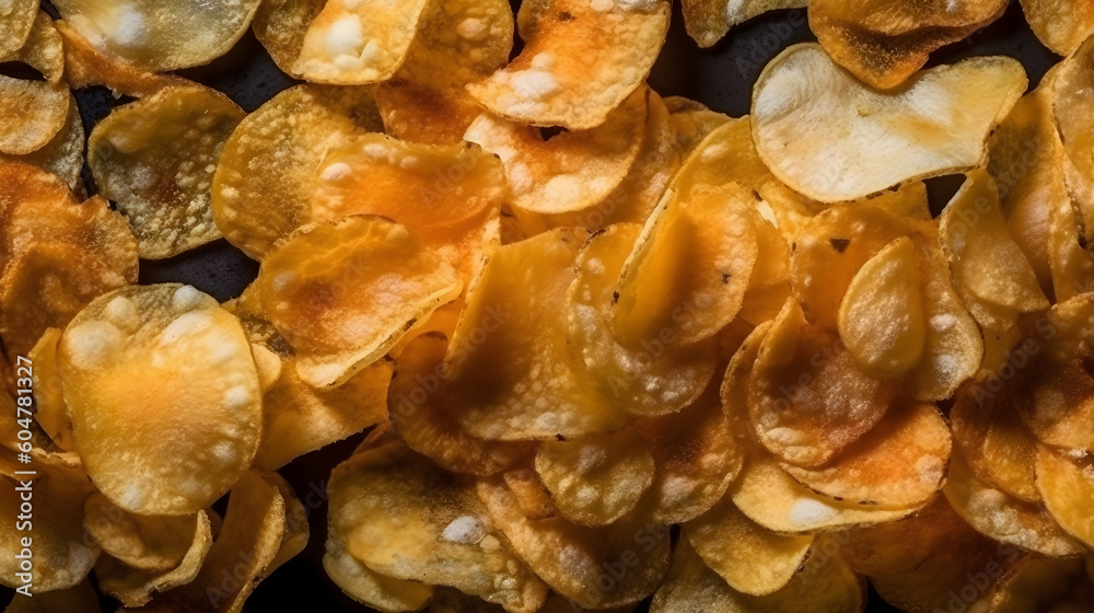 pile of potato chips ,crispy potato chips background generative ai pile of potato chips ,crispy potato chips background generative ai